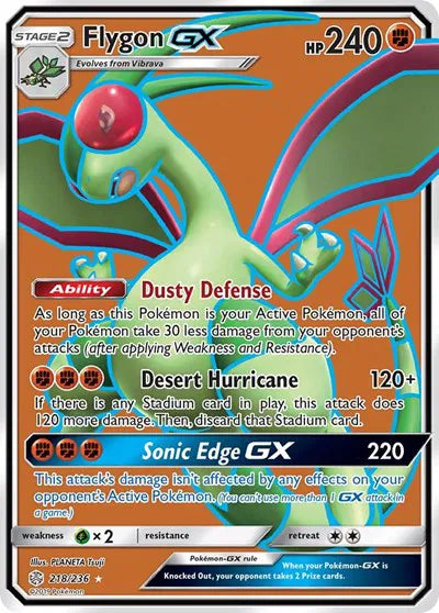2019 POKEMON SUN & MOON FA/FLYGON GX COSMIC ECLIPSE #218 - PSA 10