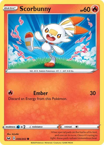 Scorbunny (030) 030/202 · Normal (Sword & Shield Base Set)