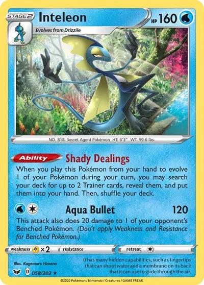 Inteleon (058) 058/202 · Holofoil (Sword & Shield Base Set)