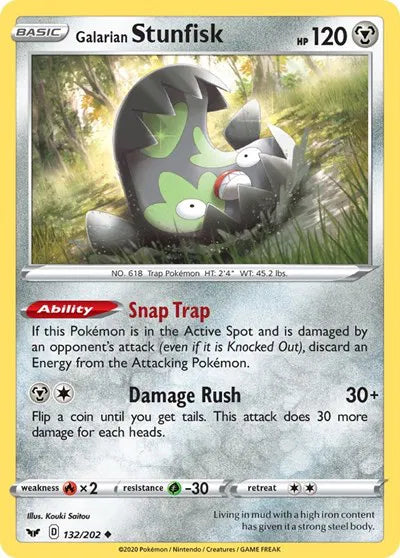 Galarian Stunfisk 132/202 · Reverse Holofoil (Sword & Shield Base Set)