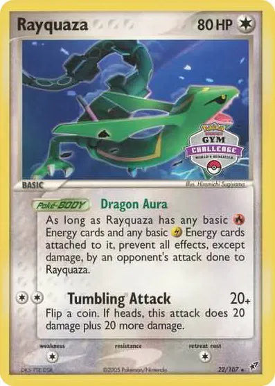 Rayquaza (2004-2005 Gym Challenge) 022/107 (League & Championship Cards) — PSA 7
