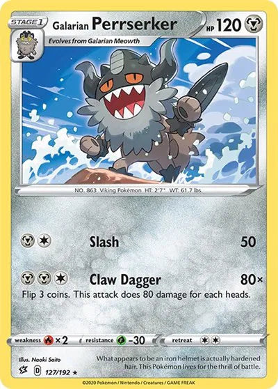 Galarian Perrserker 127/192 · Reverse Holofoil (Rebel Clash)