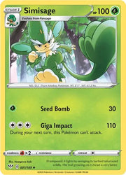 Simisage 007/189 · Reverse Holofoil (Darkness Ablaze)