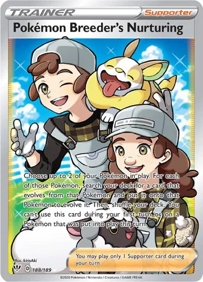 Pokemon Breeder's Nurturing (Full Art) 188/189 · Holofoil (Darkness Ablaze)