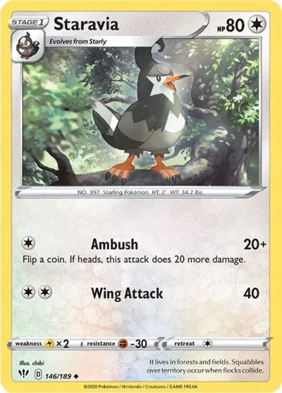 Staravia 146/189 · Reverse Holofoil (Darkness Ablaze)