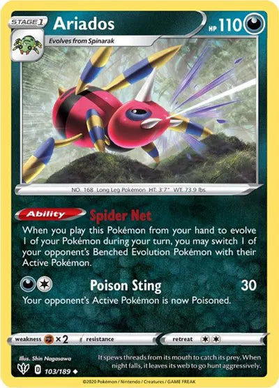 Ariados 103/189 · Reverse Holofoil (Darkness Ablaze)