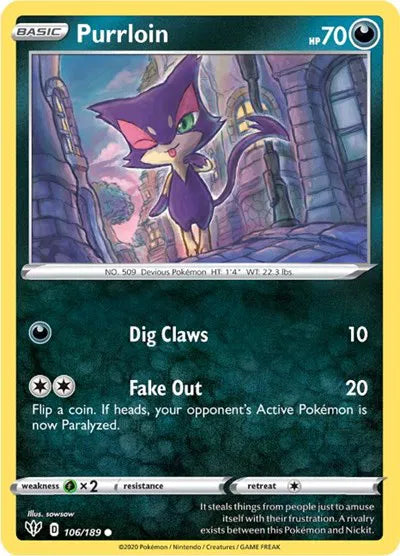 Purrloin 106/189 · Normal (Darkness Ablaze)
