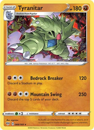 Tyranitar 088/189 · Holofoil (Darkness Ablaze)
