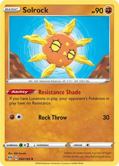 Solrock 092/189 · Normal (Darkness Ablaze)
