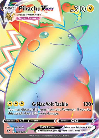 Pikachu VMAX (Secret) 188/185 (Vivid Voltage) — PSA 10