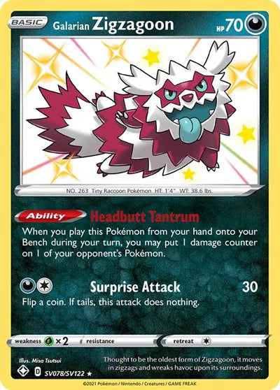 Galarian Zigzagoon SV078/SV122 (Shining Fates: Shiny Vault)
