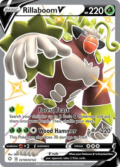 Rillaboom V SV105/SV122 · Holofoil (Shining Fates: Shiny Vault)