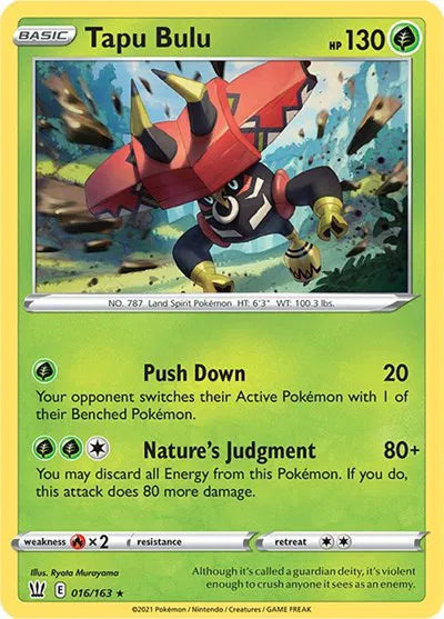 Tapu Bulu 016/163 · Reverse Holofoil (Battle Styles)