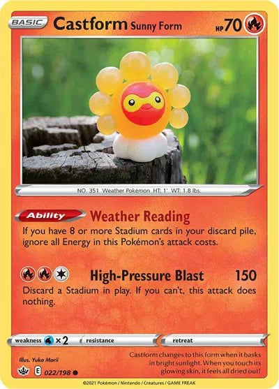 Castform Sunny Form 022/198 · Reverse Holofoil (Chilling Reign)