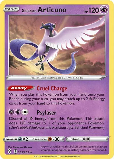 Galarian Articuno 063/203 · Holofoil (Evolving Skies)