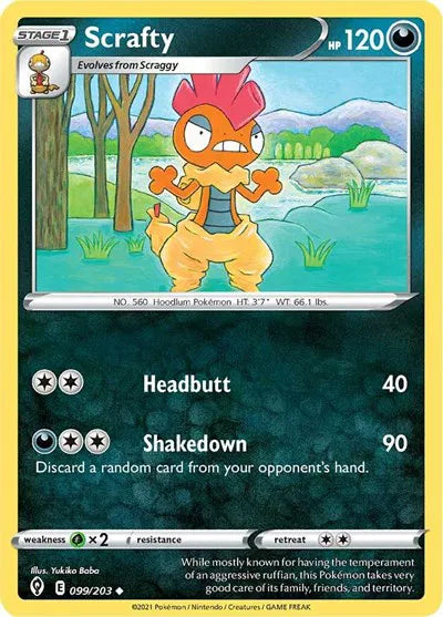 Scrafty 099/203 · Reverse Holofoil (Evolving Skies)