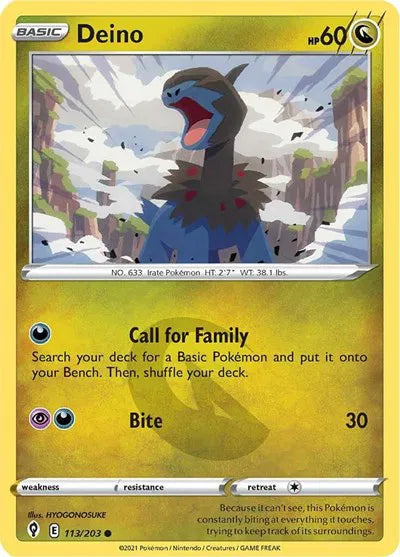 Deino 113/203 · Reverse Holofoil (Evolving Skies)