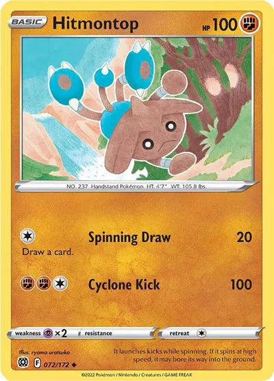 Hitmontop 072/172 · Reverse Holofoil (Brilliant Stars)