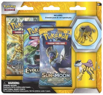 Legendary Beasts Collector Pin 3 Pack Blister [Raikou] · Blister Pack · Normal (Miscellaneous Cards & Products)