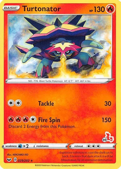 Turtonator (#39 Cinderace Stamped) 029/202 (Battle Academy 2022)