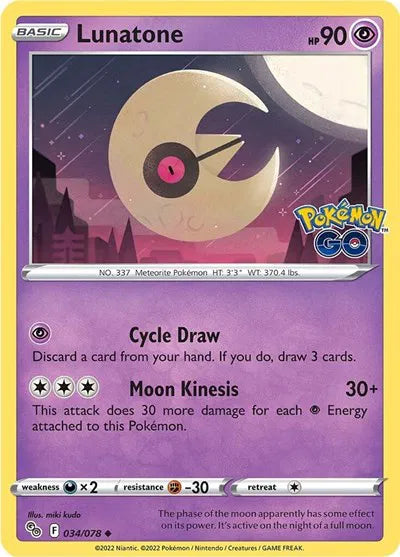 Lunatone 034/078 Reverse Holo (Pokemon Go)