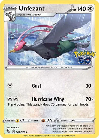 Unfezant 063/078 · Reverse Holofoil (Pokemon Go)