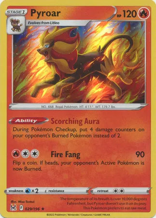Pyroar 029/196 · Reverse Holofoil (Lost Origin)