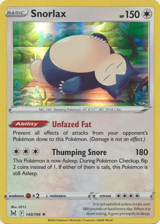 Snorlax 143/196 · Holofoil (Lost Origin)