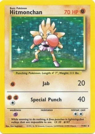 Hitmonchan 7 (Base Set (Unlimited)) — PSA 7