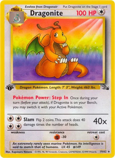 Dragonite 19 · Fossil - 1st Edition Vintage