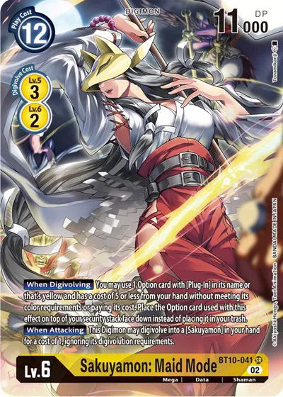 Sakuyamon: Maid Mode (Alternate Art) BT10-041 SR (XROS Encounter)