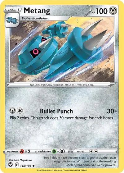 Metang 118/195 · Reverse Holofoil (Silver Tempest)