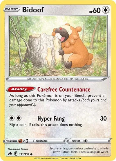 Bidoof 111/159 · Normal (Crown Zenith)