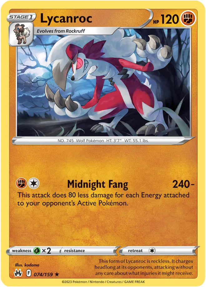 Lycanroc 074/159 · Reverse Holofoil (Crown Zenith)