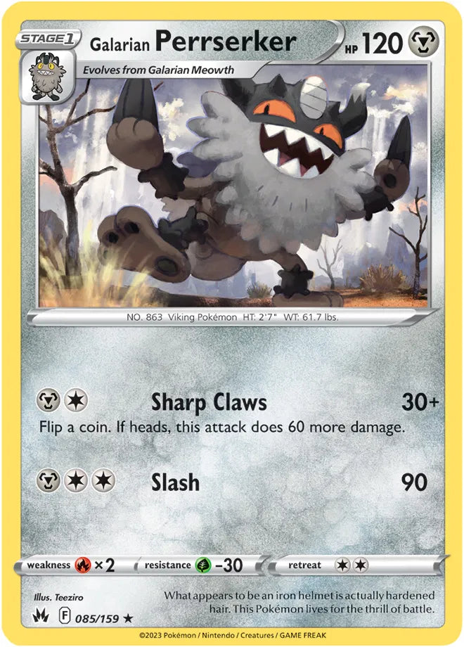 Galarian Perrserker 085/159 · Reverse Holofoil (Crown Zenith)