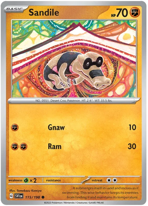Sandile 115/198 · Reverse Holofoil (Scarlet & Violet Base Set)