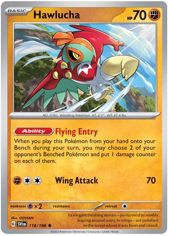 Hawlucha 118/198 · Reverse Holofoil (Scarlet & Violet Base Set)