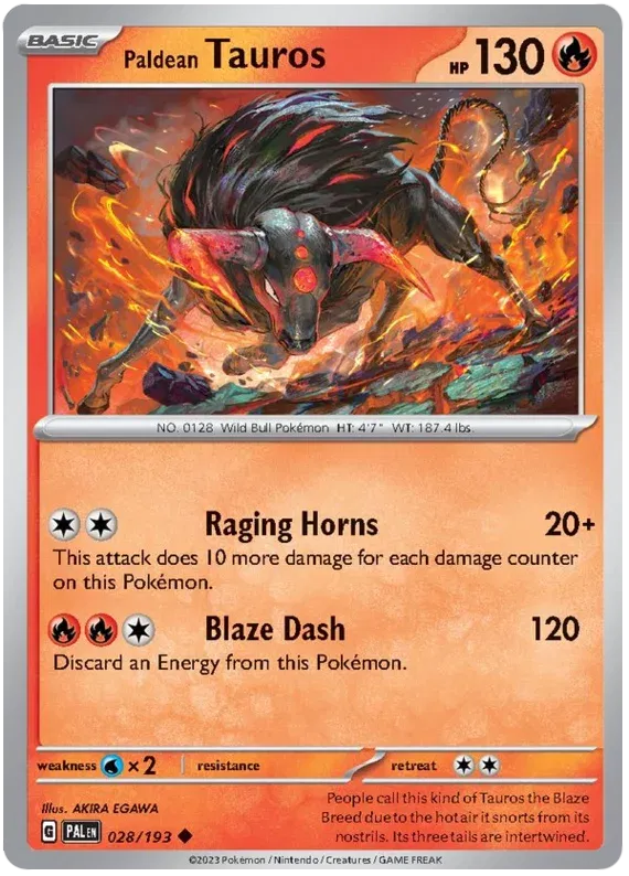 Paldean Tauros 028/193 · Normal (Paldea Evolved)