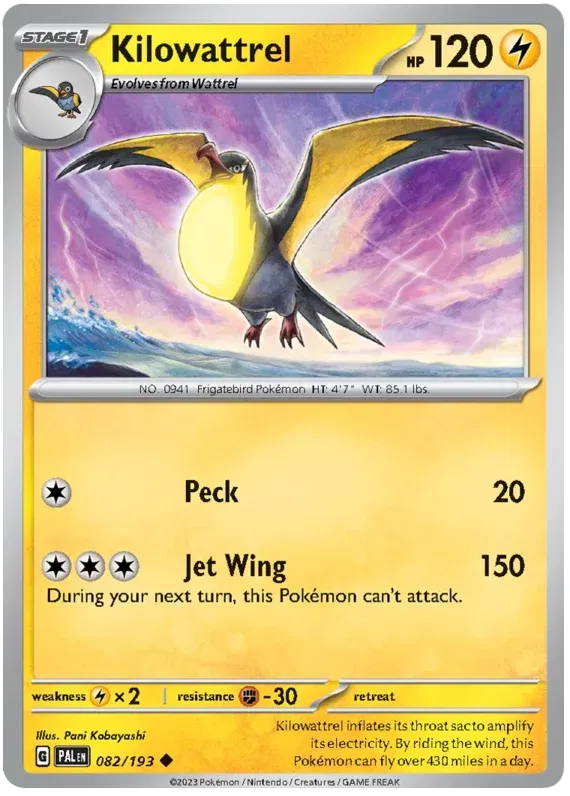 Kilowattrel [Reverse Holo] #82 Pokemon Paldea Evolved
