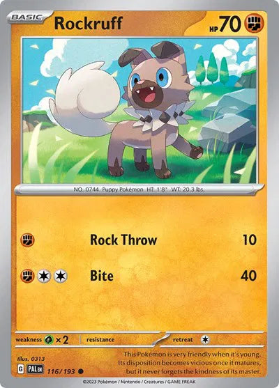 Rockruff 116/193 · Reverse Holofoil (Paldea Evolved)