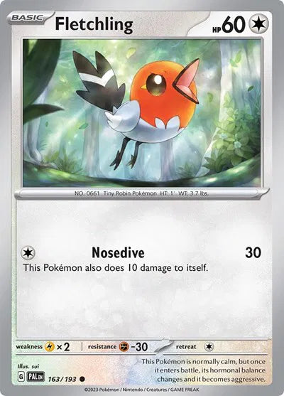Fletchling 163/193 · Reverse Holofoil (Paldea Evolved)