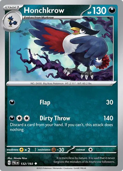 Honchkrow 132/193 · Reverse Holofoil (Paldea Evolved)