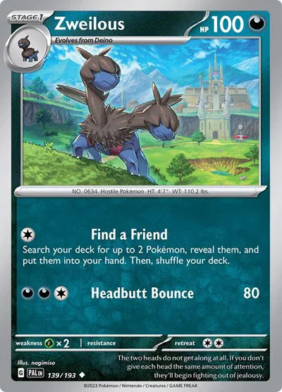 Zweilous 139/193 · Reverse Holofoil (Paldea Evolved)
