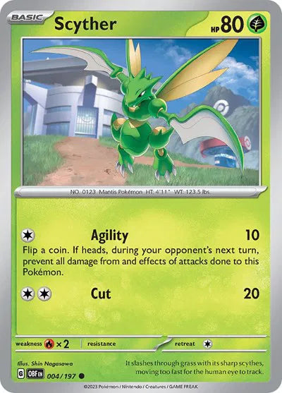 Scyther 004/197 · Reverse Holofoil (Obsidian Flames)