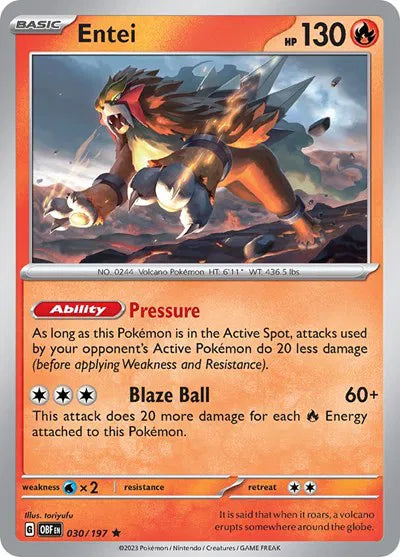 Entei 030/197 · Holofoil (Obsidian Flames)