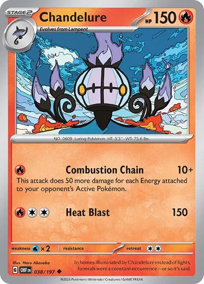 Chandelure 038/197 · Reverse Holofoil (Obsidian Flames)
