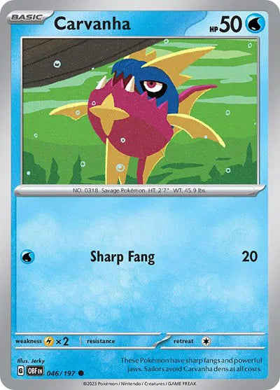 Carvanha 046/197 · Reverse Holofoil (Obsidian Flames)