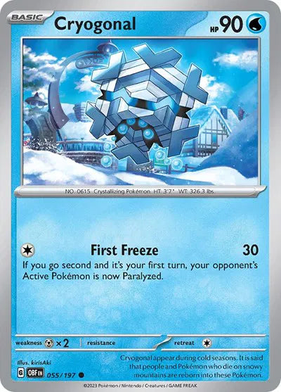 Cryogonal 055/197 · Reverse Holofoil (Obsidian Flames)