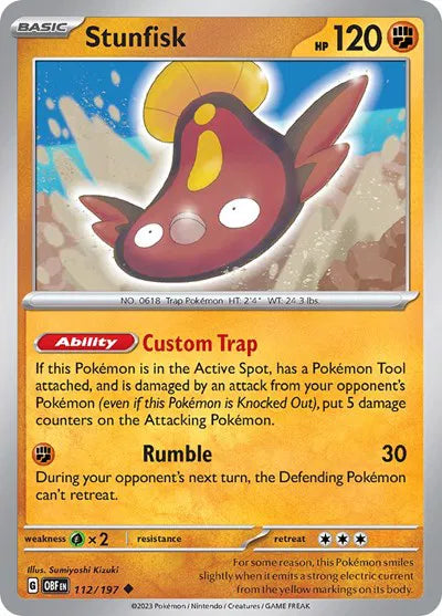 Stunfisk 112/197 · Reverse Holofoil (Obsidian Flames)