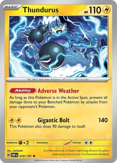 Thundurus 070/197 · Holofoil (Obsidian Flames)
